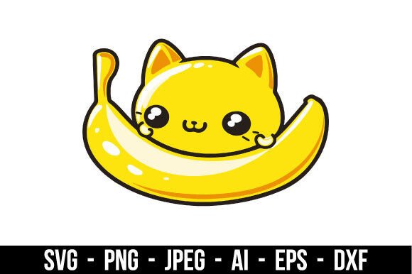 Adorable Banana Cat Vector