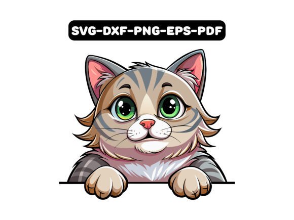 Adorable Ragamuffin Cat Peeking Vector