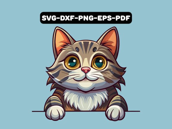 Adorable Siberian Cat Peeking Vector