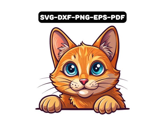 Adorable Somali Cat Peeking Vector