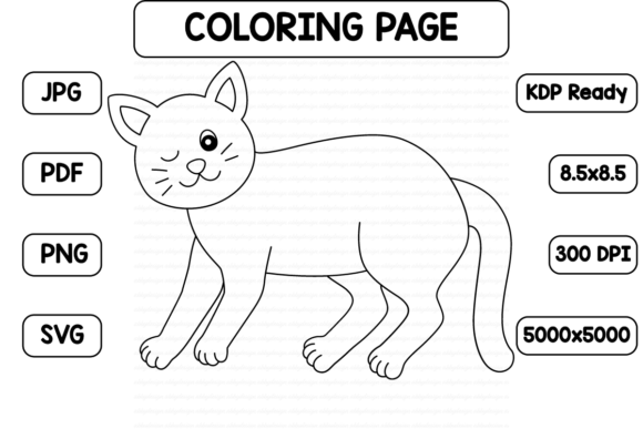 Cat Coloring Page Isolated for Kids