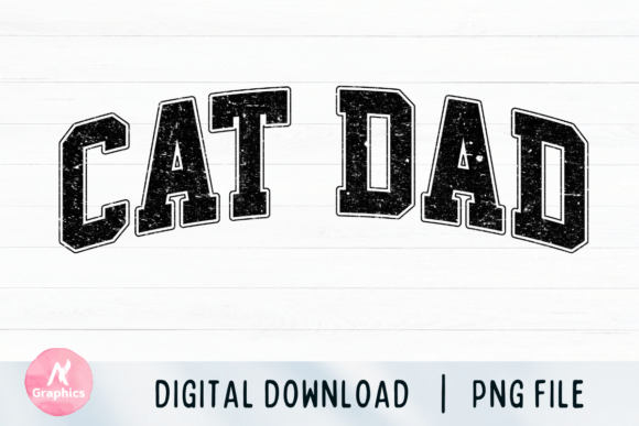 Cat Dad Retro Varsity PNG