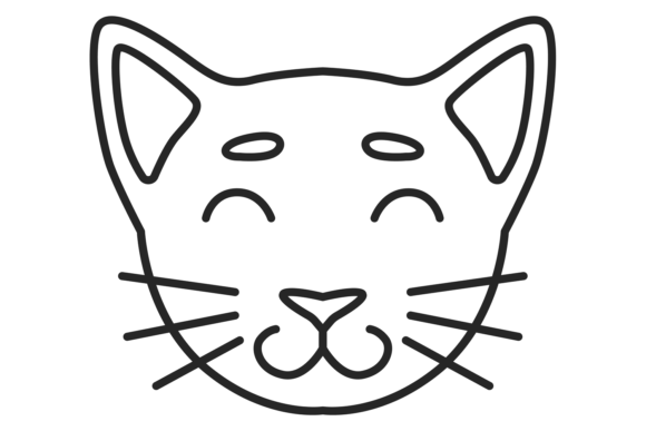 Cat Face Line Icon. Happy Cute Pet