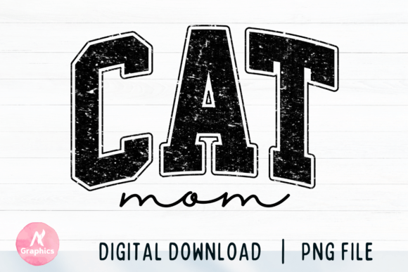 Cat Mom Retro Varsity PNG