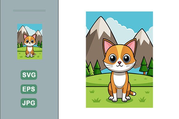 Cat Vector Landscape Background