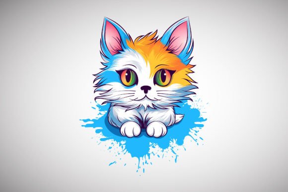 Cat with Big Expressive Eyes Vector