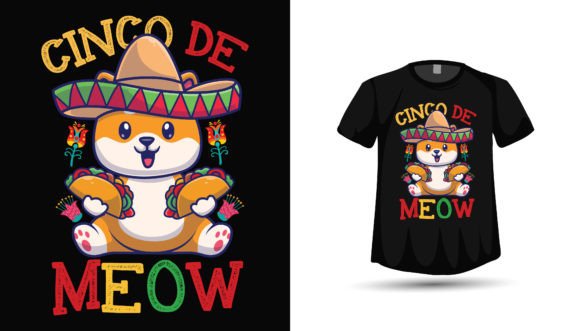 Cinco De Mayo Cute Cat Tshirt Design
