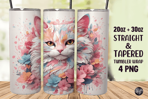 Colorful Cat Sublimation Tumbler Wraps