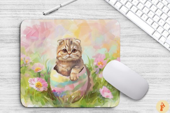 Cute Cat in Easter Egg Background