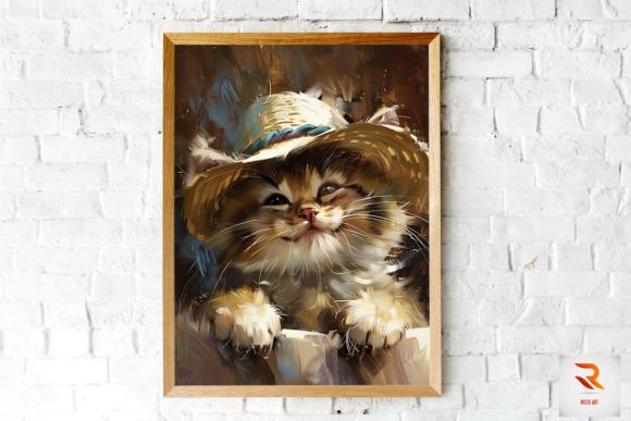 Cute Smiling Cat Oil Painting Art