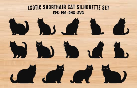 Exotic Shorthair Cat Breed Silhouettes