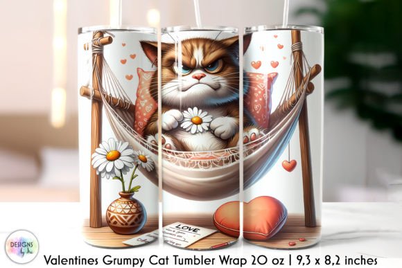 Grumpy Valentine Cat Tumbler Wrap Print
