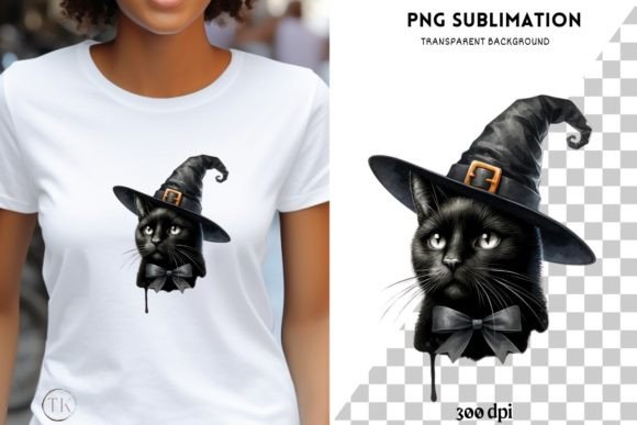 Halloween Black Cat PNG Design, Digital