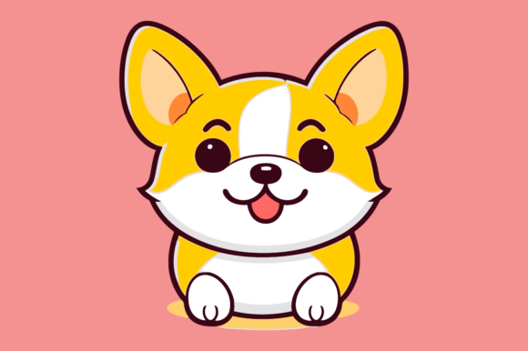 Kawaii Corgi Cat Icon Vector Design
