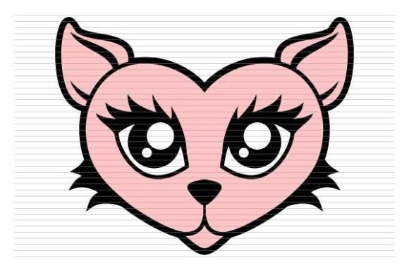 Kitty Cat Pink Print Cut Heart Love