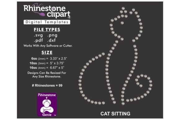 Rhinestone Template Design CAT SITTING