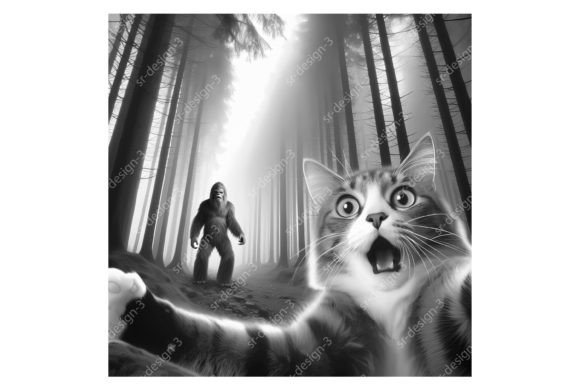 Selfie of Scared Cat and Bigfoot