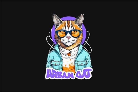Urban Cat Wearing Clothes Tee Design