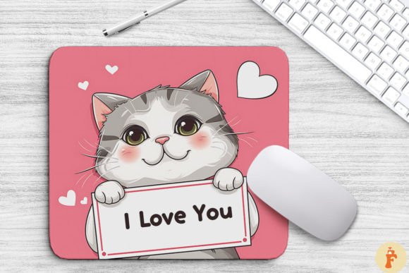 Valentine Cat Says I Love You Mouse Pad