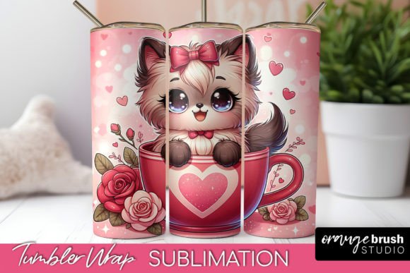 Valentine Tumbler Wrap Cat Sublimation