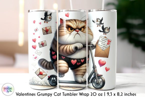 Valentines Funny Cat Tumbler Wrap
