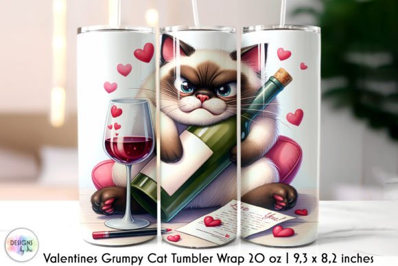 Valentines Grumpy Cat Tumbler Wrap Print