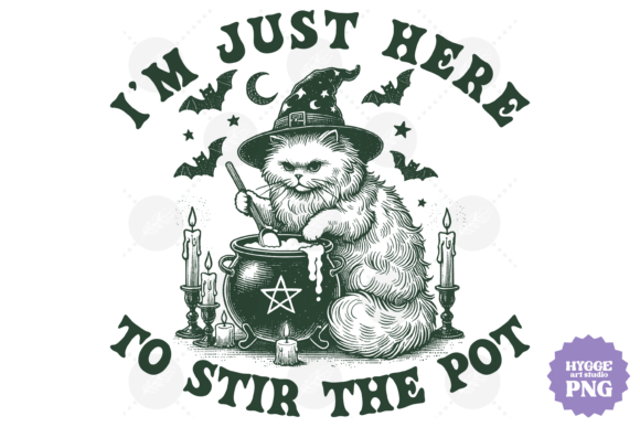 Vintage Witch Cat Feral Halloween Pot