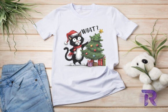 What Funny Black Cat Christmas PNG